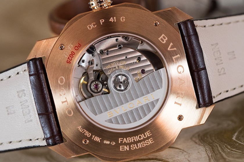 display caseback showing off the in-house automatic caliber BVL 193