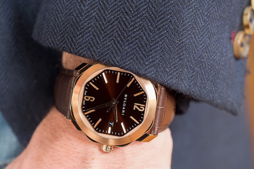 bulgari Octo Roma in rose gold with the new brown lacquer dial