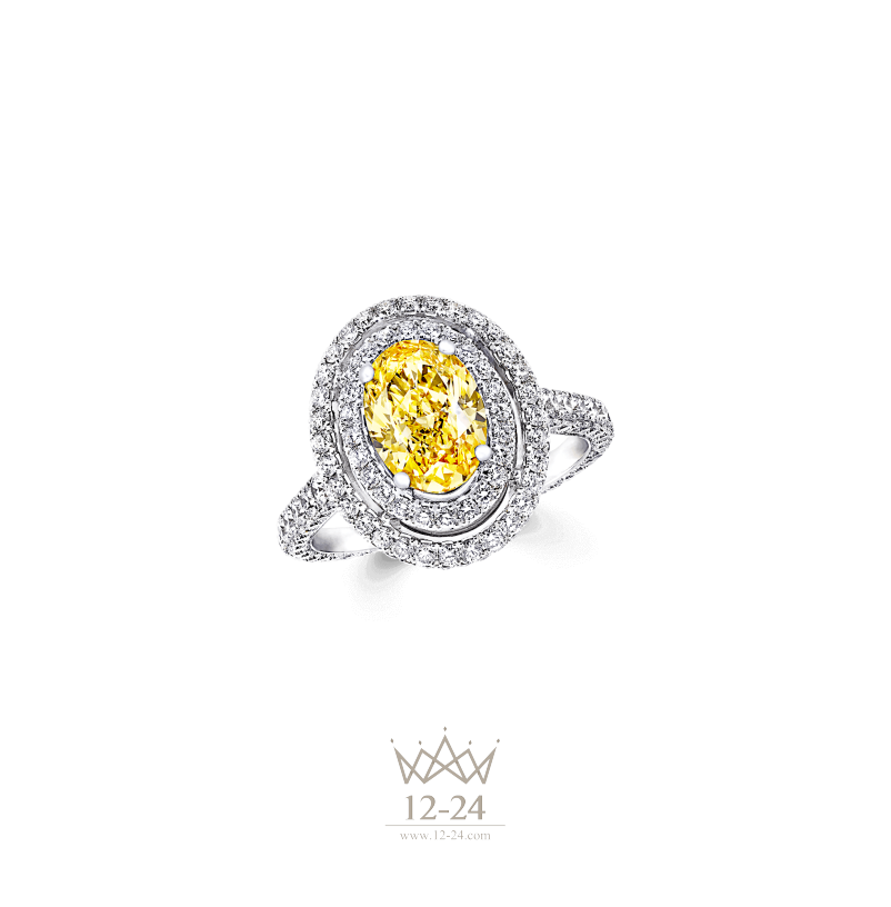 Graff Twin Constellation Oval Yellow Diamond Engagement Ring RGR396O