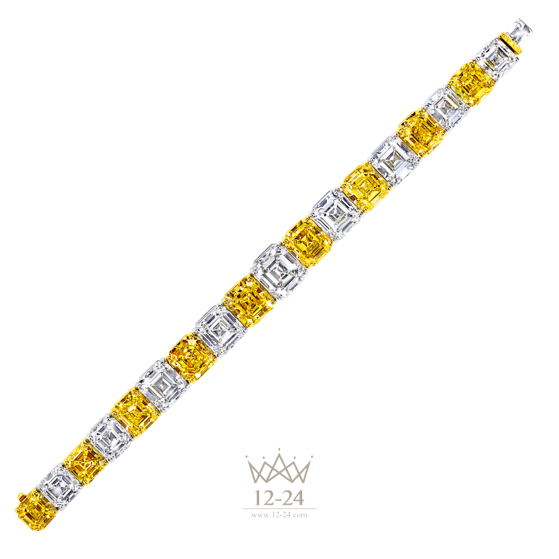 Graff Emerald Cut Yellow and White Diamond Bracelet GB4181