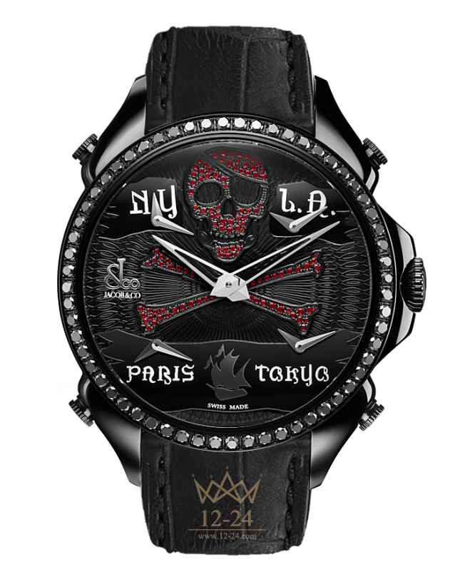 Jacob &amp; Co PALATIAL FIVE TIME ZONE PIRATE BLACK PVD PZ500.11.SO.NU.A