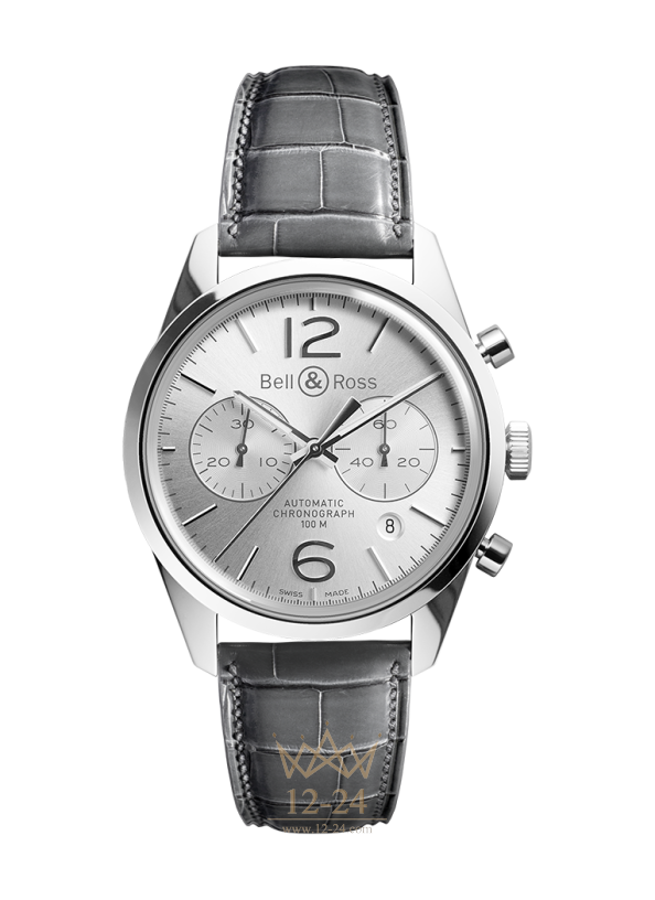 Bell &amp; Ross BR 126 OFFICER SILVER BRG126-WH-ST/SCR