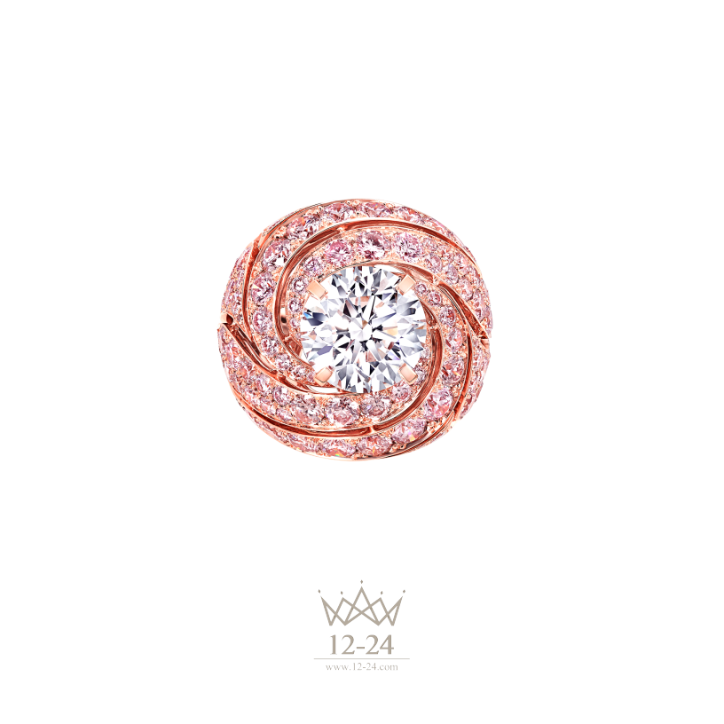 Graff Pink Swirl Ring Pink and White Diamond RGR490