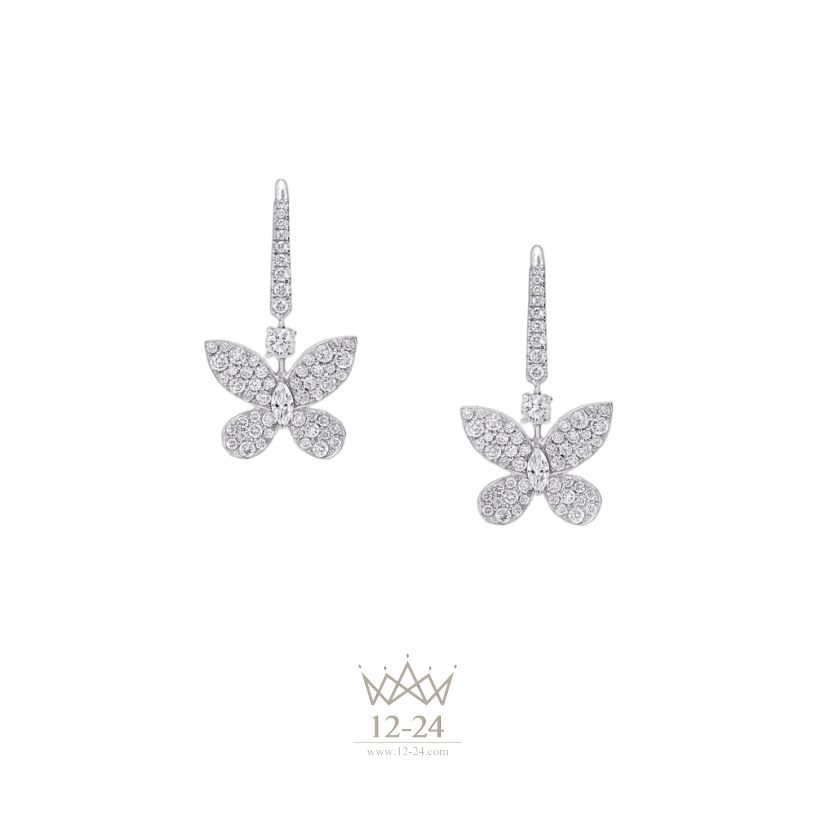 Graff Pavé Butterfly Mini Diamond Drop Earrings RGE1167