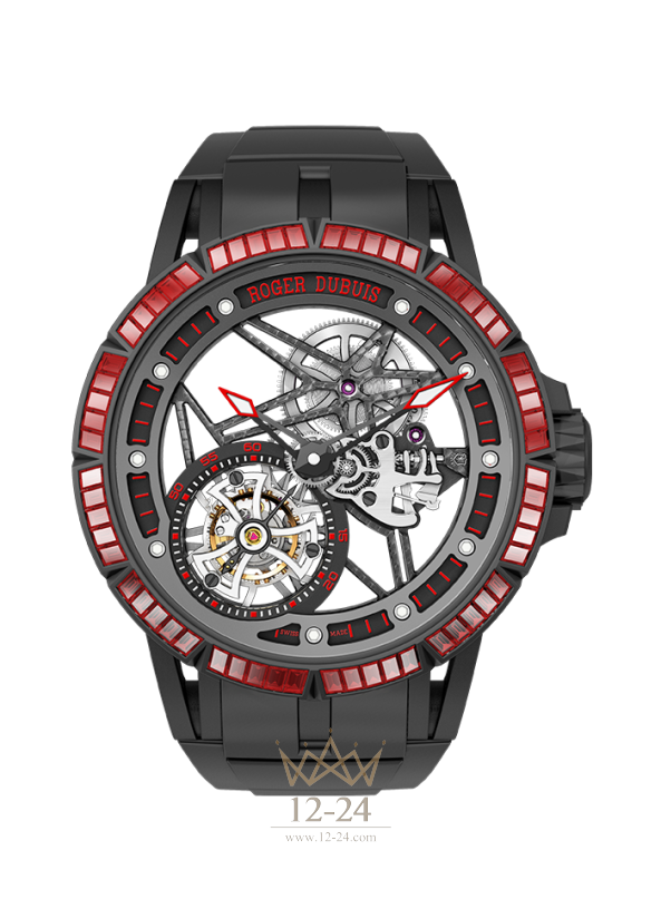 Roger Dubuis Excalibur Spider Skeleton flying tourbillon with gem-set rubber bezel RDDBEX0530