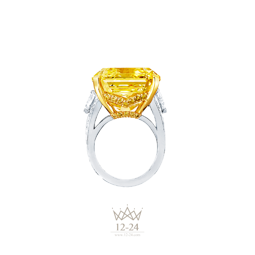 Graff Emerald Cut Yellow and White Diamond Ring GR23238