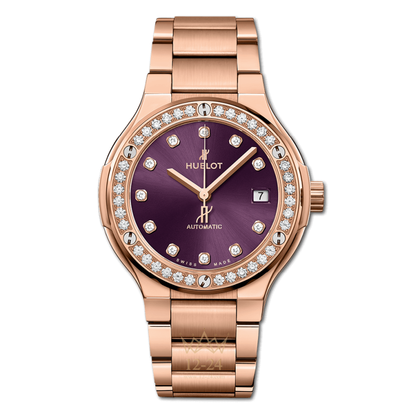 Hublot Integrated Bracelet King Gold Purple Diamonds 38 mm 568.OX.898V.OX.1204