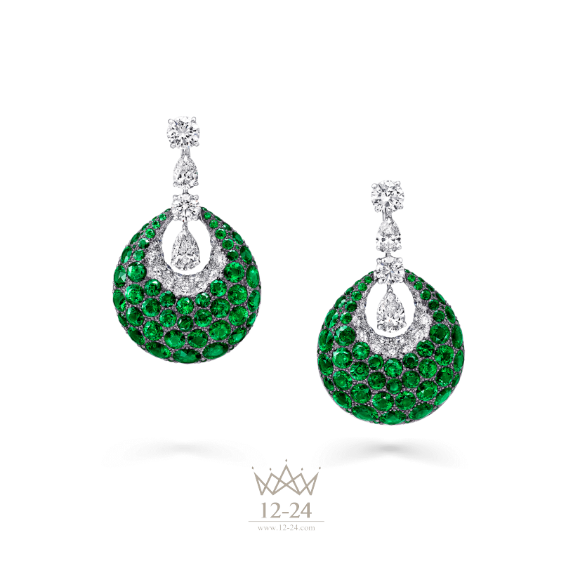 Graff Bombe Earrings Emerald and Diamond RGE621