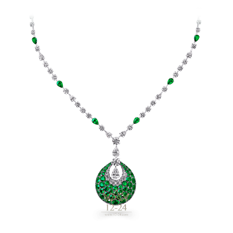 Graff Bombe Necklace Emerald and Diamond RGN278