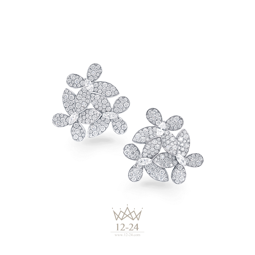 Graff Triple Pave Butterfly Cluster Earrings Diamond RGE869