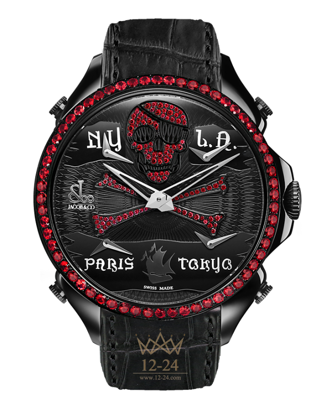 Jacob &amp; Co PALATIAL FIVE TIME ZONE PIRATE BLACK PVD PZ500.11.VO.NU.A