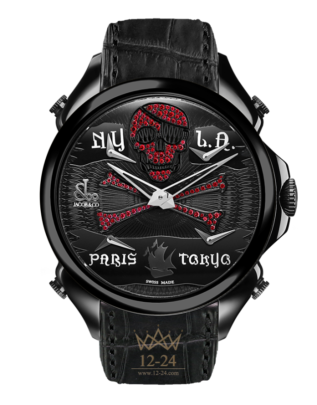 Jacob &amp; Co PALATIAL FIVE TIME ZONE PIRATE BLACK PVD 100.500.11.NS.NU.1NS