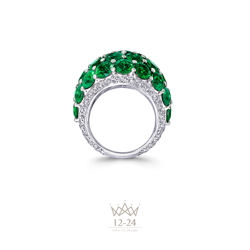 Graff Bombe Ring Emerald and Diamond RGR287