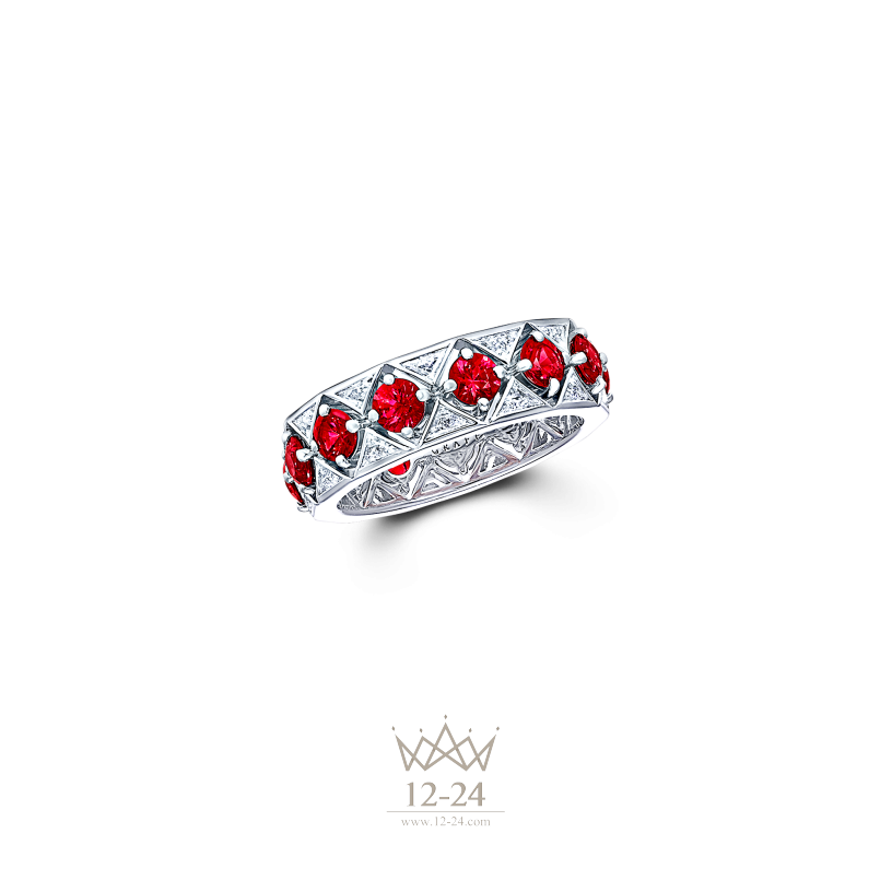 Graff Snowfall Single Row Ring Ruby and Diamond RGR525
