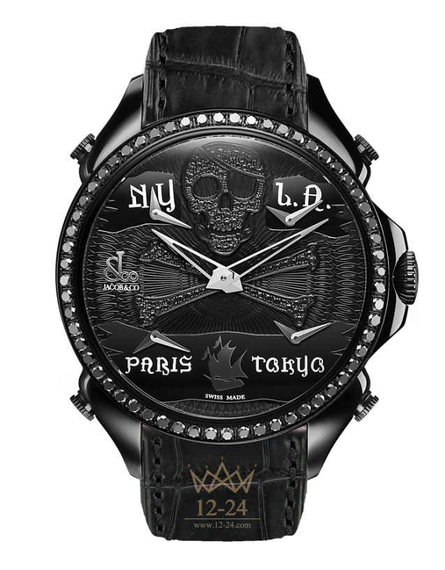 Jacob &amp; Co PALATIAL FIVE TIME ZONE PIRATE BLACK PVD PZ500.11.SO.NR.A