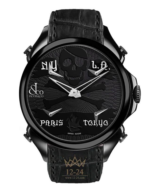 Jacob &amp; Co PALATIAL FIVE TIME ZONE PIRATE BLACK PVD PZ500.11.NS.NP.A.P