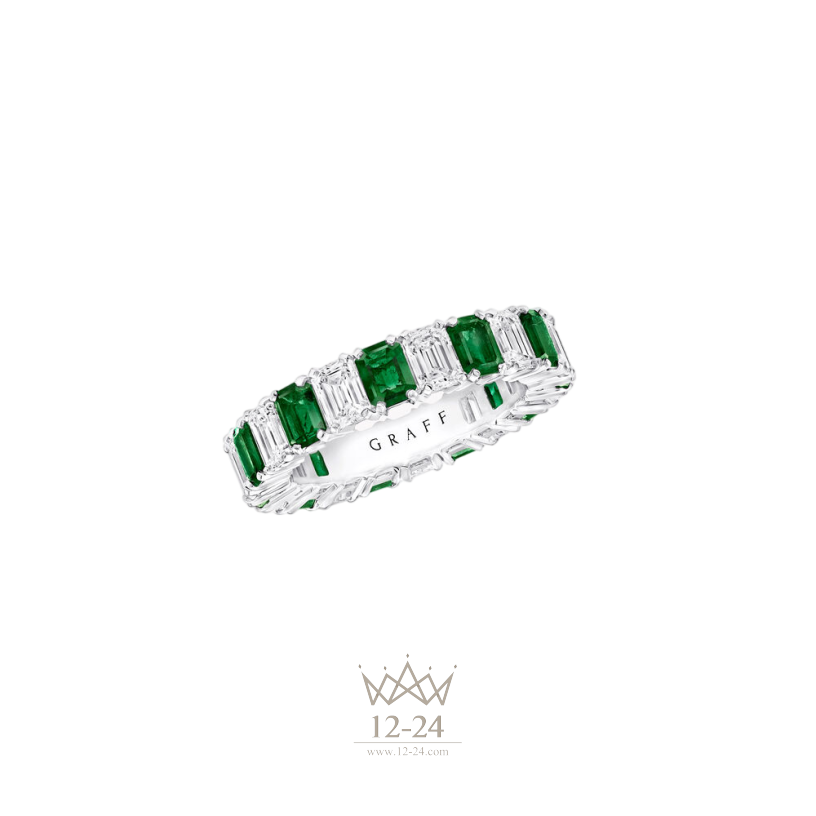 Graff Emerald Cut Emerald and Diamond Wedding Band RGR1081