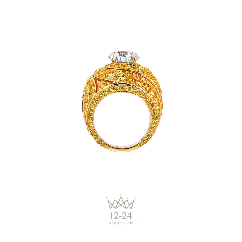 Graff Yellow Swirl Ring Yellow and White Diamond RGR481