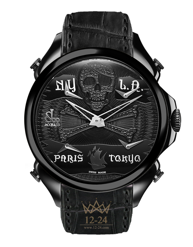 Jacob &amp; Co PALATIAL FIVE TIME ZONE PIRATE BLACK PVD PZ500.11.NS.NR.A