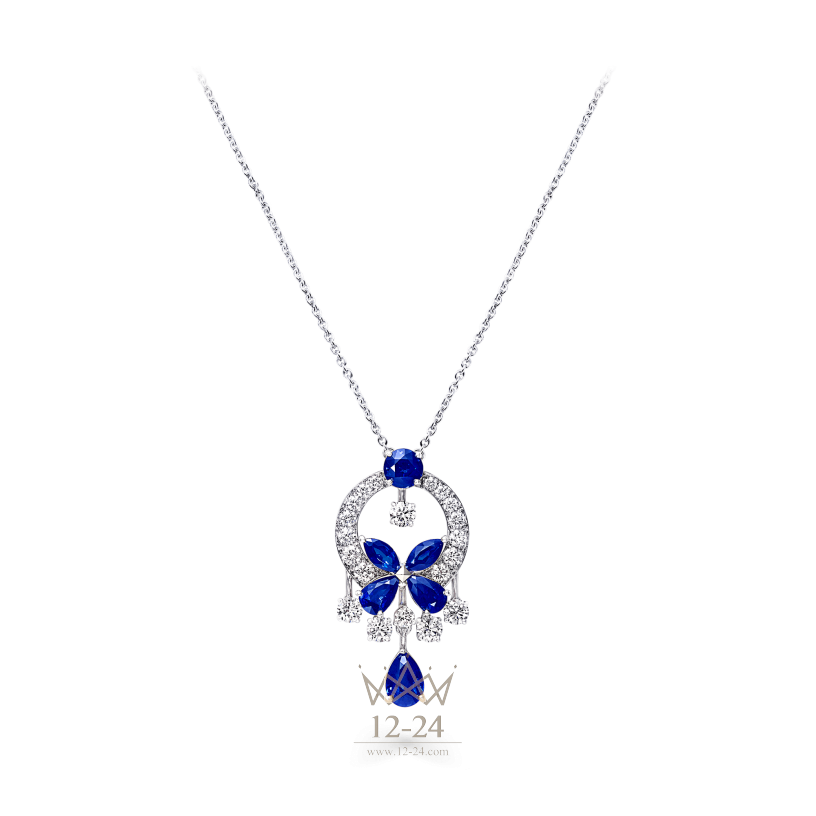 Graff Classic Butterfly Small Pendant Sapphire and Diamond RGP270