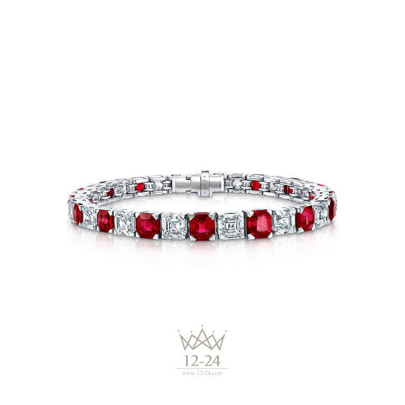 Graff Emerald Cut Bracelet Ruby and Diamond RGB127