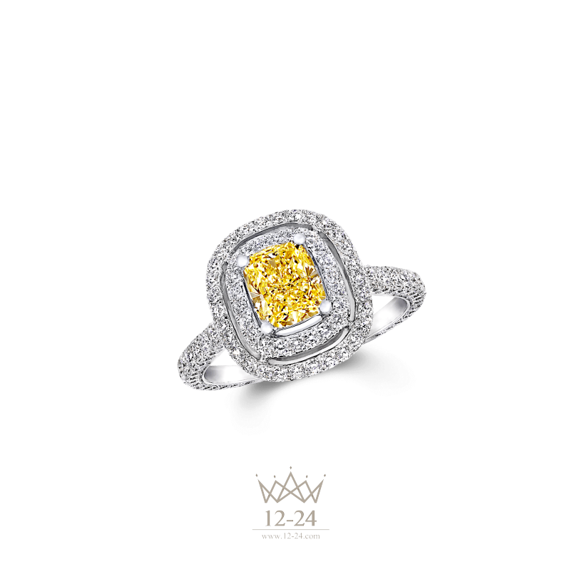 Graff Twin Constellation Cushion Cut Yellow Diamond Engagement Ring Twin Constellation Cushion Cut Yellow Diamond