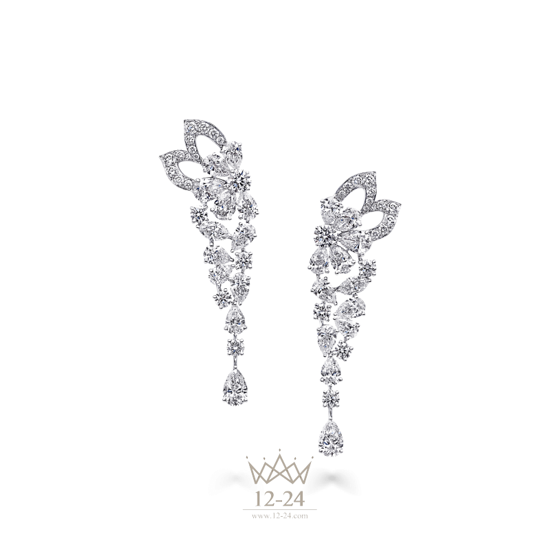 Graff Peony Petal Drop Earrings Diamond RGE1127