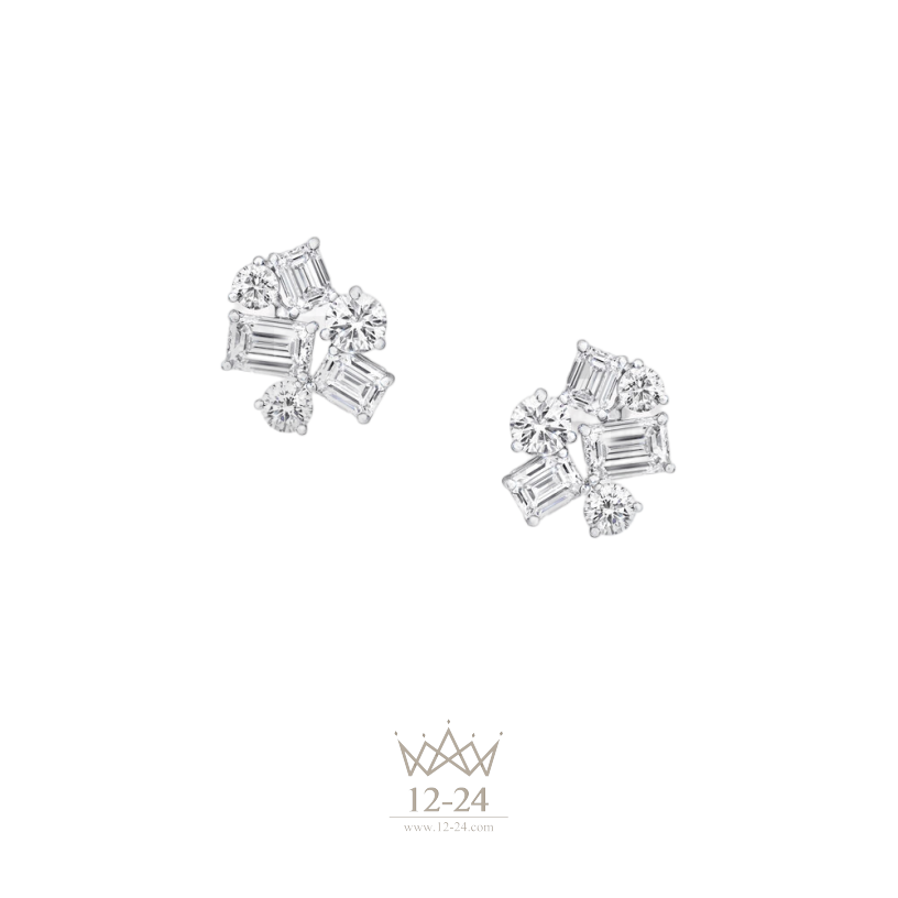 Graff Emerald Cut and Round Diamond Stud Earrings RGE1194_GE32090