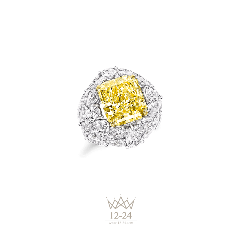 Graff Radiant Cut Yellow and White Diamond Ring GR46058