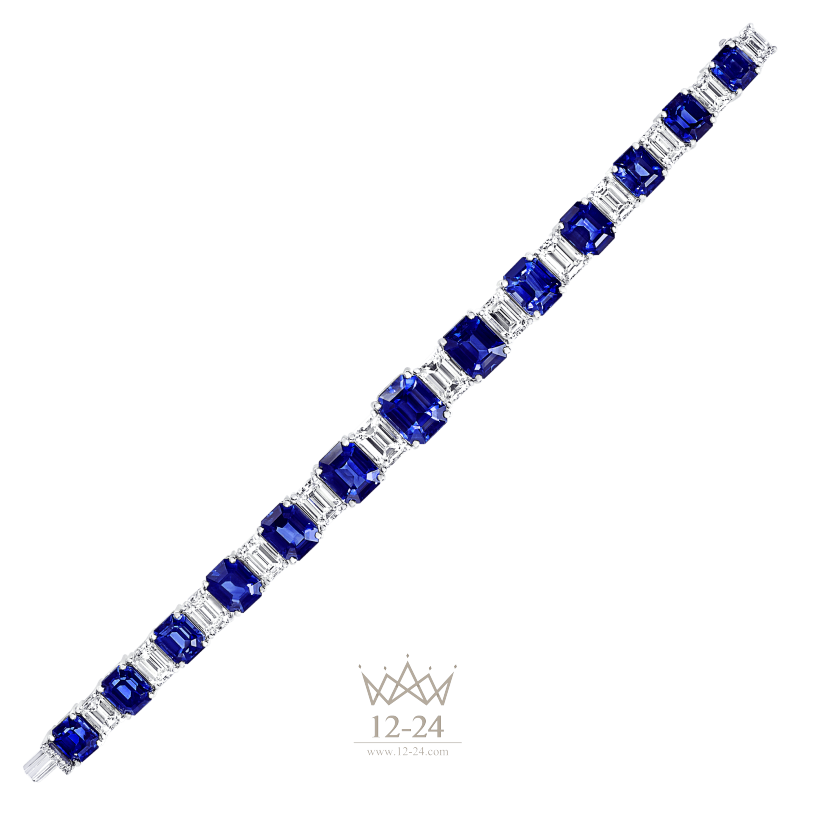 Graff Emerald Cut Bracelet Sapphire and Diamond RGB126