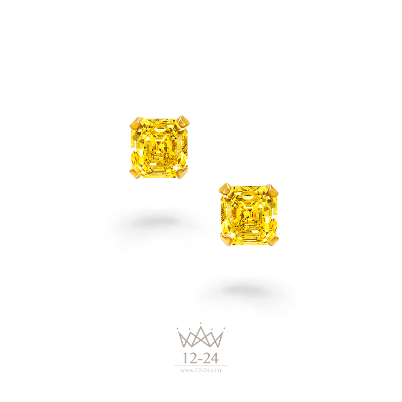 Graff Square Emerald Cut Stud Earrings Yellow Diamond GE5230