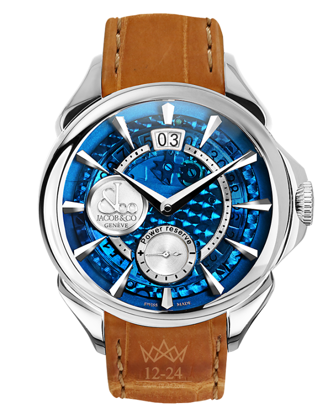 Jacob &amp; Co PALATIAL CLASSIC MANUAL BIG DATE MINERAL CRYSTAL DIAL - STEEL CASE PC400.10.NS.MB.A