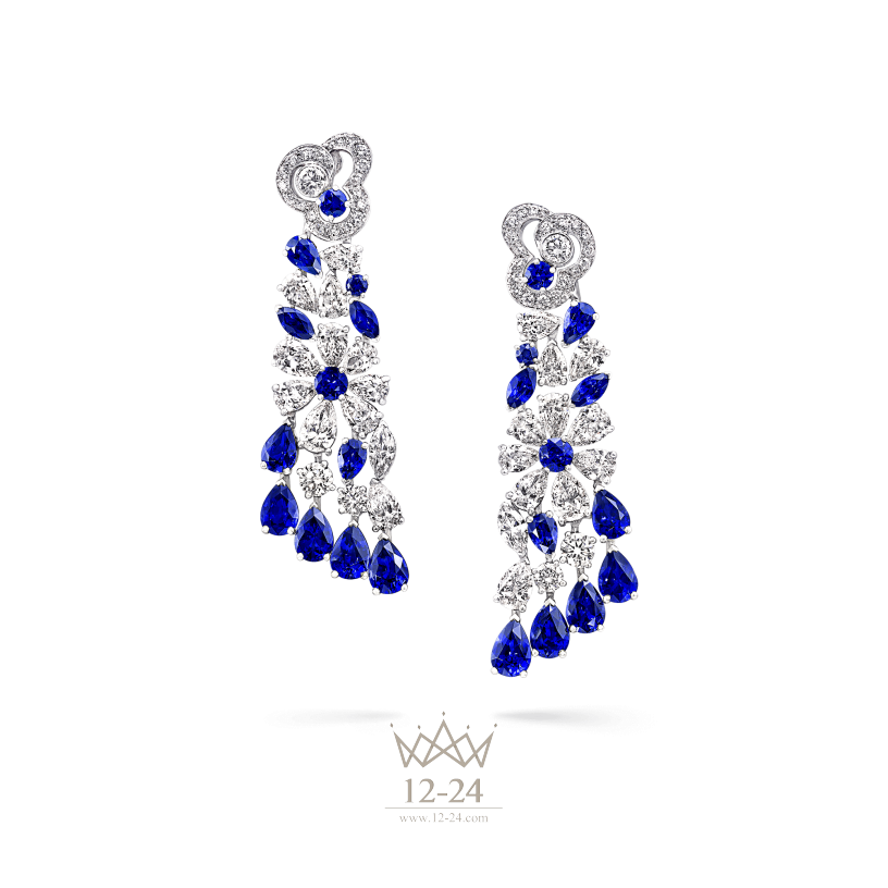 Graff Nuage Cascade Earrings Sapphire and Diamond RGE974