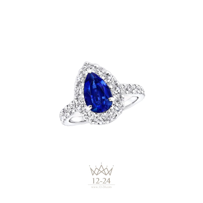 Graff Icon Pear Shape Sapphire and Diamond Engagement Ring RGR738