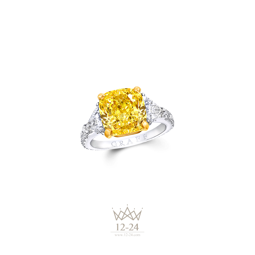 Graff Cushion Cut Ring Yellow Diamond YCP01