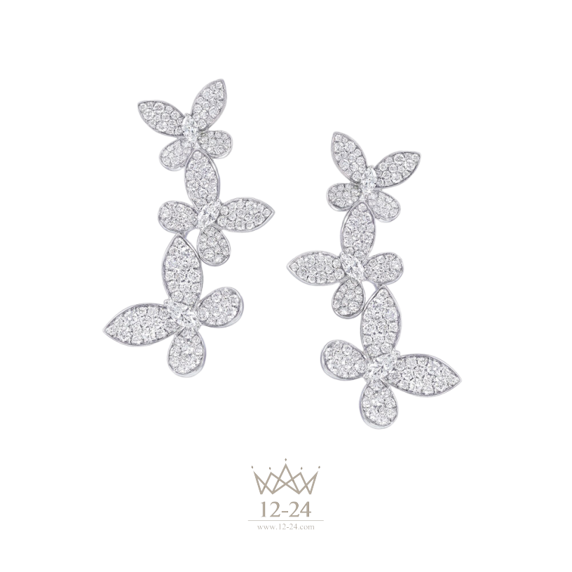 Graff Triple Pave Butterfly Earrings Diamond RGE836