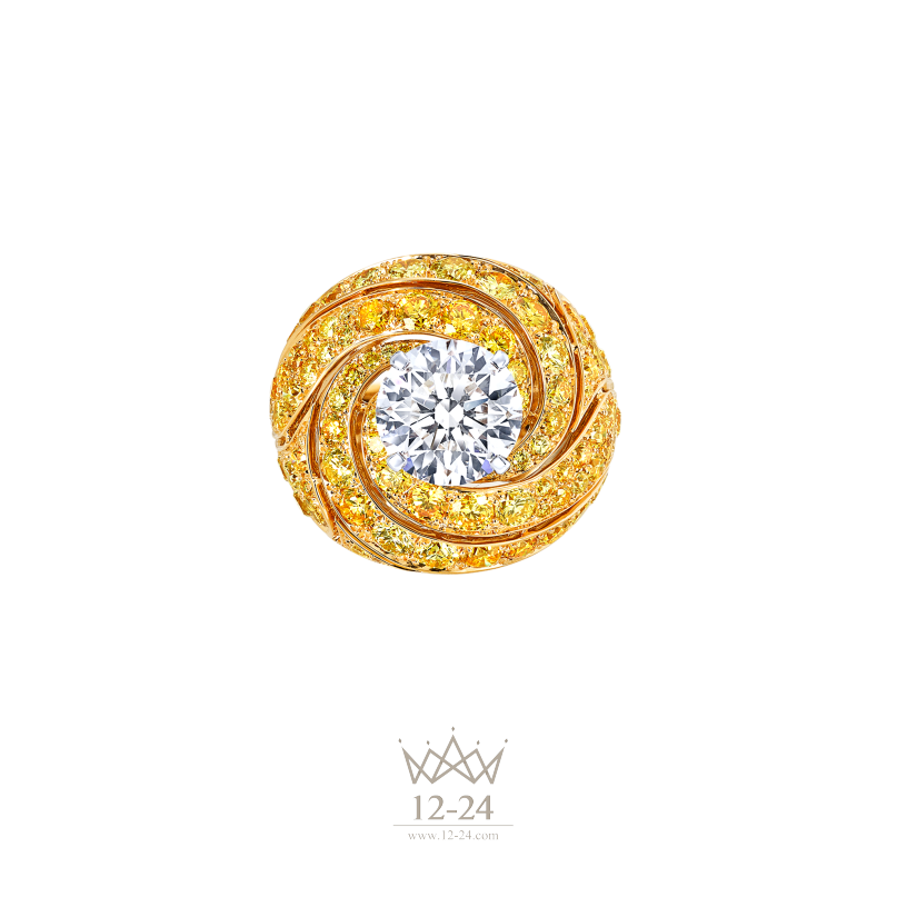 Graff Yellow Swirl Ring Yellow and White Diamond RGR481