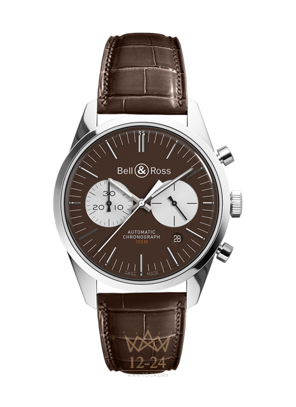 Bell &amp; Ross BR 126 OFFICER BROWN BRG126-BRN-ST/SCR