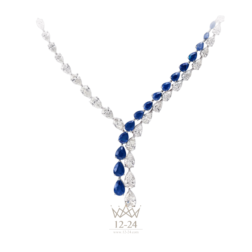 Graff Pear Shape Sapphire and Diamond Cross-over Necklace RGN479_GN9773