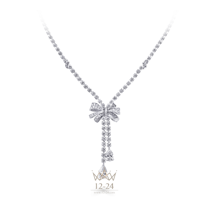 Graff Bow Pear Drop Necklace Diamond RGN460