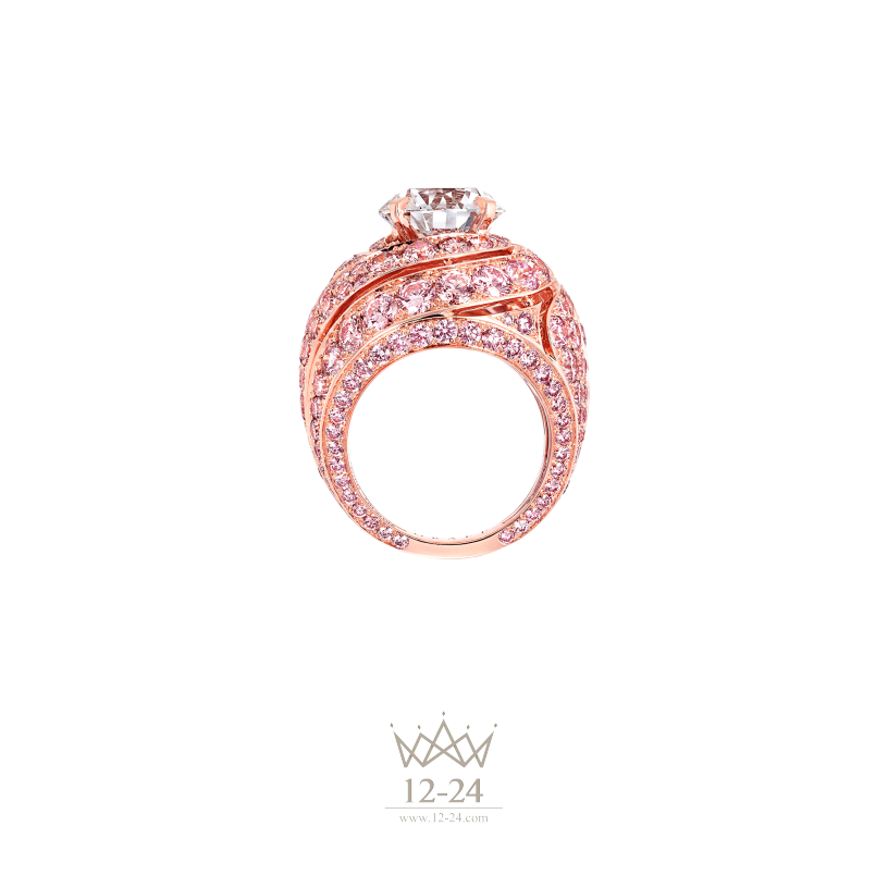 Graff Pink Swirl Ring Pink and White Diamond RGR490