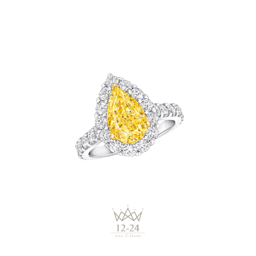 Graff Icon Pear Shape Yellow Diamond and White Diamond Engagement Ring RGR734P_RGR734