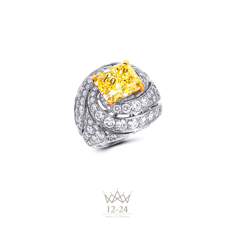 Graff Swirl Ring Yellow and White Diamond RGR491