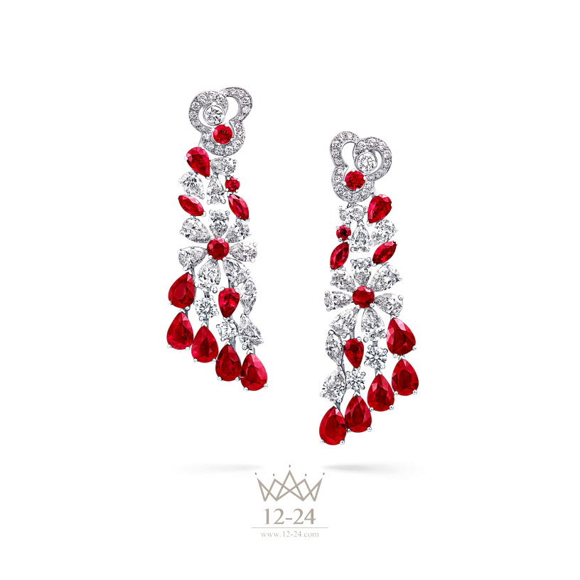 Graff Nuage Cascade Earrings Ruby and Diamond RGE973