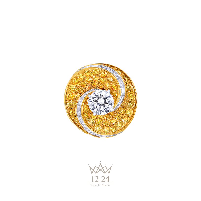 Graff Swirl Twist Ring Yellow and White Diamond RGR520