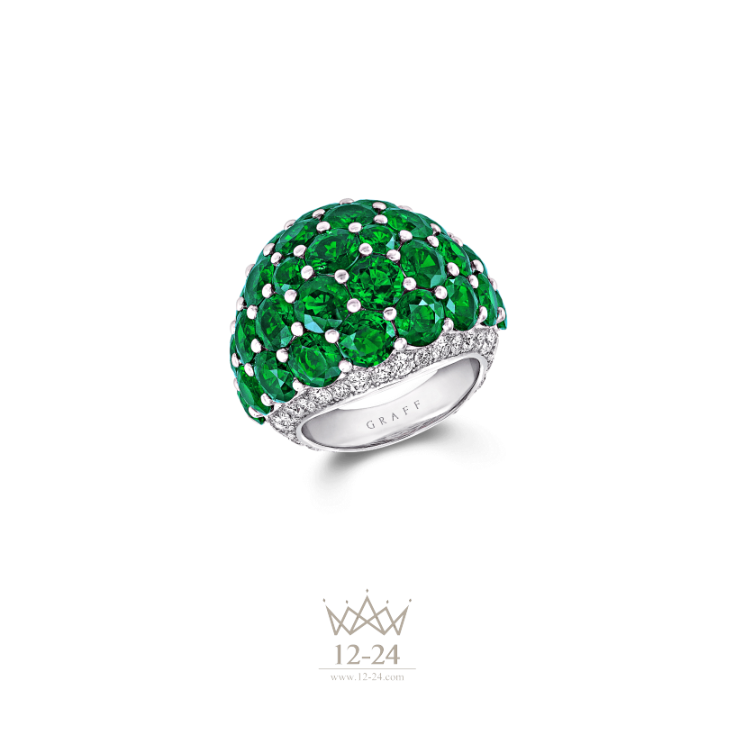 Graff Bombe Ring Emerald and Diamond RGR287