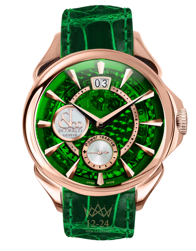 Jacob &amp; Co PALATIAL CLASSIC MANUAL BIG DATE MINERAL CRYSTAL DIAL - ROSE GOLD CASE PC400.40.NS.MG.A