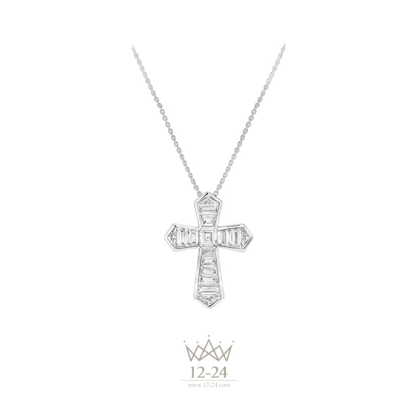 Graff Baguette Cut Diamond Cross Medium Pendant RGP002
