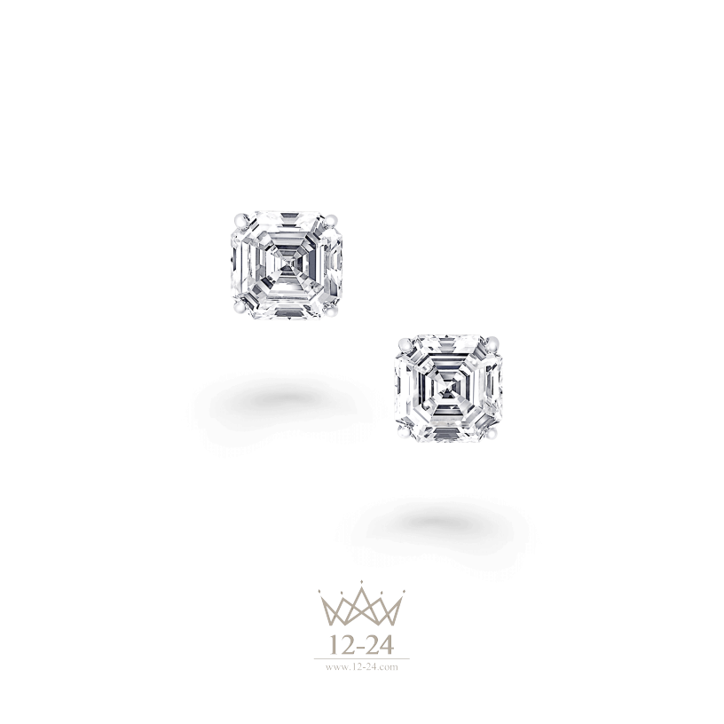 Graff Square Emerald Cut Stud Earrings Diamond GE26180