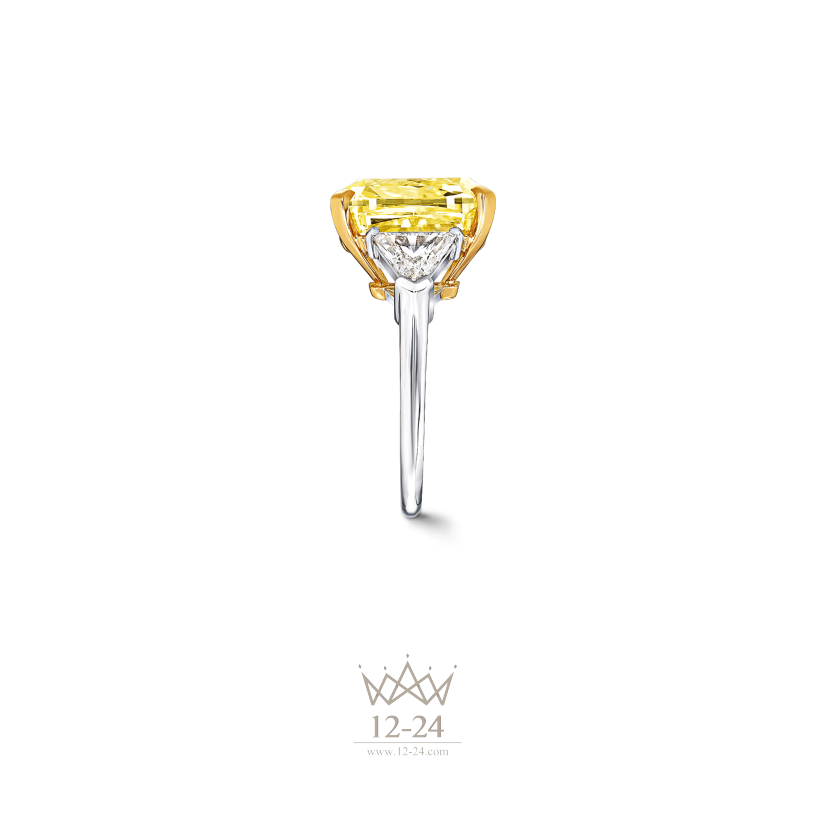 Graff Cushion Cut Yellow and White Diamond Ring GR34549